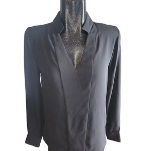 Attitude By Jay Manuel Black Semi-sheer Pullover Blouse S